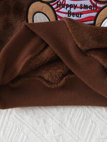 SHEIN Playful Pals 可爱圆领毛绒男婴服装 - 棕色 - 查看 8