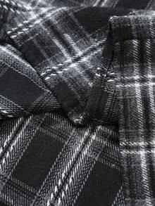 Manfinity Homme Áo khoác kẻ caro dài tay thường ngày cho nam, Áo khoác kẻ caro vải nỉ mùa đông - màu đen - Xem 8