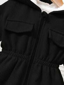 Baby Girl Autumn/Winter Cute Black Corduroy Hooded Thermal Lined Jacket Baby Girl Winter Coats Baby Girl Fall Clothes Jackets Baby Girl Black Jacket Winter Baby Girl Clothes Toddler Girl Winter Coat