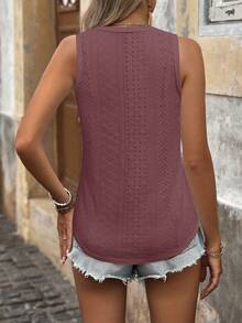 SHEIN LUNE Women's Solid Color Sleeveless Simple Casual Top, Everyday Wear - Coffee Brown - View 2