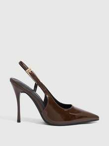 CUCCOO SZL Women's Fashion Backless Stiletto High Heel Pumps, Suitable For Commuting, Dating, Party, Vacation And Other Occasions For Christmas Spring Shoes - Rust Brown - View 4