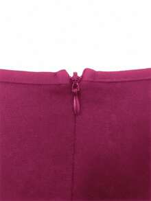 GlowEve CURVE Plus Size Minimalist Solid Color Notched Neck Short Sleeve Dress, Summer - Hot Pink - View 4