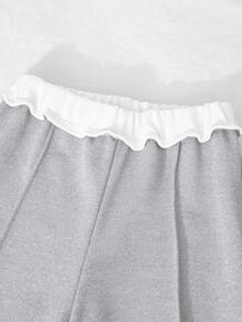 Sparklyn Tween Girl Bow Print Hooded Zip-Up Sweatshirt And Casual Pants Set, Outfit Sets, Full Outfit Set, Clothes Set, Grey Girls Outfit, Girl Outfit Set - Multicolor - View 5