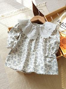 Vintaside Kids 1 chiếc váy dài tay dáng rộng thêu hoa cổ tròn cho bé gái, thanh lịch, ngọt ngào, đa năng, thích hợp mặc thường ngày, dự tiệc, đi học, mùa thu - Nhiều màu - Xem 4