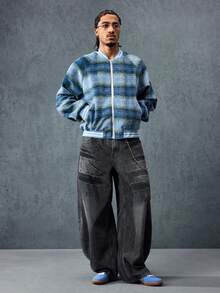 ROMWE MEN Street Life Herren Herbst/Winter karierter Mantel mit Langarm, Streetwear Stil - Verschiedenfarbig - Übersicht 7