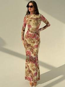 Aloruh Váy ôm họa tiết hoa thanh lịch dành cho nữ - Nhiều màu - Xem 1