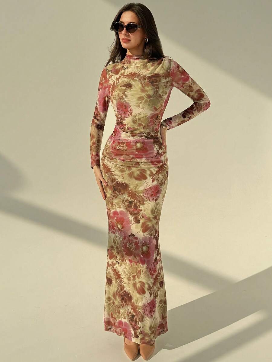 Aloruh Váy ôm họa tiết hoa thanh lịch dành cho nữ - Nhiều màu - Xem 1