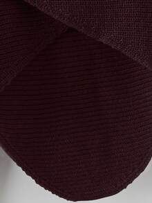 GlowEve Setelan 2 Potong Wanita: Sweater Model Lilit dan Celana Rajut Warna Polos, Musim Gugur/Dingin - Burgundy - View 7