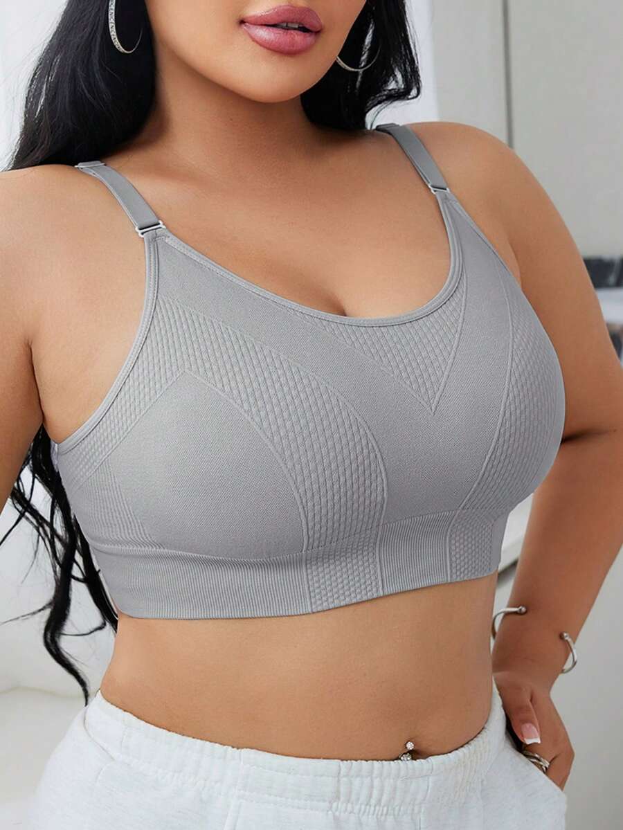 1pc Plus Size Women Seamless Comfort Sleepwear Camisole - Light Grey - View 1