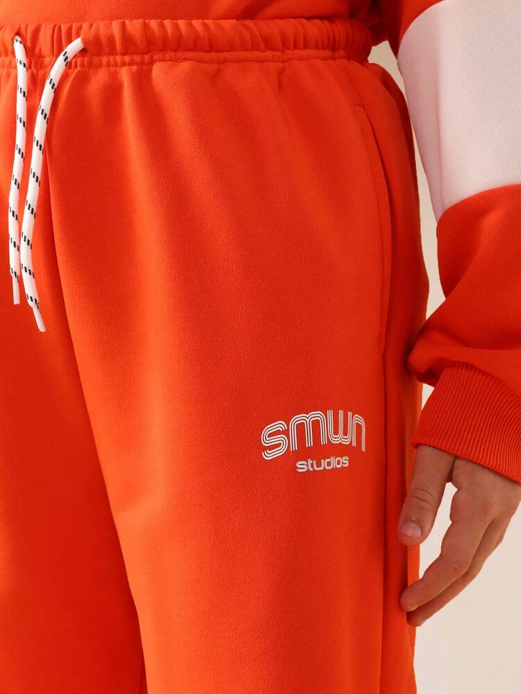 Long Sleeve Hoodie And Joggers Set With Contrast Panels