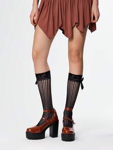 ROMWE Kawaii Women Shoes Brown High Heels Closed Toes Thick Heel One-Buckle Mary Jane Small Leather Shoes, Multi-Buckle Party Dress Shoes Women's High Heel Shoes - Brown - View 2