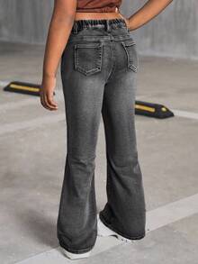 Tween Girls' Pocketed Flared Thermal Lined Jeans - Black - View 2