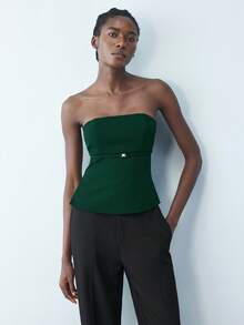Maija Top tubo ajustable sin espalda para mujeres, ropa de negocios sexy para el transporte urbano, adecuado para Navidad, Año Nuevo, fiestas de vacaciones - Verde Oscuro - Ver 8