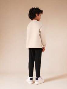 SUMWON Boys Crew Neck Sweatshirt And Ribbed Leggings Two Piece Casual Everyday Comfort Winter Set With Centre Pocket - Multicolor - View 2