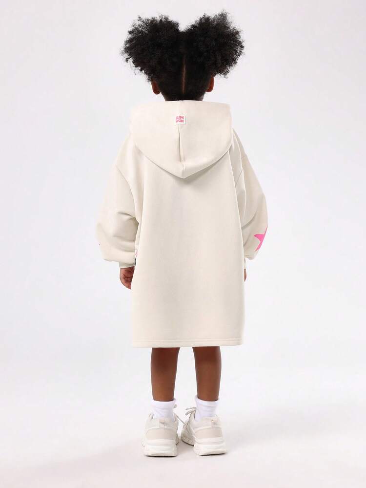Hoodie Dress With City Print And Star Details