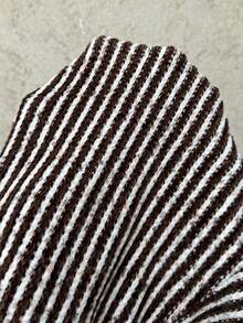 SHEIN Unity Women's Brown Striped Straight Leg Low Waist Casual Pants, Versatile For Daily Wear, Autumn/Winter - Multicolor - View 7