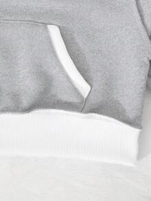 Sparklyn Tween Girl Bow Print Hooded Zip-Up Sweatshirt And Casual Pants Set, Outfit Sets, Full Outfit Set, Clothes Set, Grey Girls Outfit, Girl Outfit Set - Multicolor - View 4