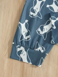 2pcs Toddler Boys' Comfortable Long Sleeve Top And Pants Pajama Set