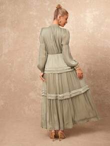 Lumalex 新款复古浅绿色亮片长袖连衣裙，秋冬款 - 綠色 - 查看 8