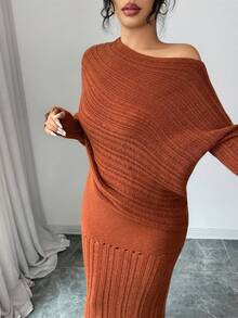 SHEIN Elenzya Trang phục thường ngày họa tiết phong cách Stockholm cổ điển dành cho nữ, trang phục công sở thanh lịch, đa năng, váy công sở, trang phục công sở thường ngày, váy mùa đông, bộ đồ mùa đông, áo mùa đông, váy dự tiệc thanh lịch, váy trang trọng - Cà phê nâu - Xem 5