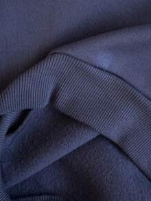 PrepCrw 男童学院风翻领拉链刺绣小熊长袖连帽衫和裤子套装（2件套） - 藍色 - 查看 6