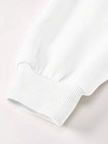 SHEIN Tween Girl Loose Casual Minimalist Comfortable Round Neck Pullover Sweatshirt & Pants Set With Bow Design - Red - View 4