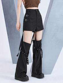ROMWE PETITE Y2K Style Loose Straight Leg Detachable Cargo Pants, Suitable For K-Pop Girl Group Stage Outfits