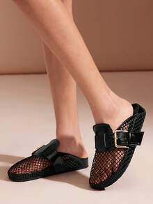 SHUZIA Mules femininas de malha, estilo mocassim – confortáveis, versáteis e um clássico essencial. - Preto - Ver 2