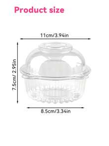 20/50 piezas Cajas desechables con forma de cabeza de oso para postres - Perfectas para fiestas, magdalenas y pasteles | Contenedores de plástico redondos para pasteles con tapa abatible - Blanco - Ver 14