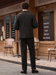 HIMLAND Men's Fashion Long Sleeve Lapel Neck Business Casual Suit Set Men Casual Suit Mens Office Wear Mens Casual Suits Slim Slim Fit Party Wear For Men European Style Clothes Men