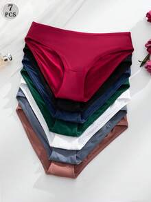 7pcs/Pack Women's Seamless Lace Trim Bikini Panties, Elegant & Comfortable Underwear - Multicolor - View 1