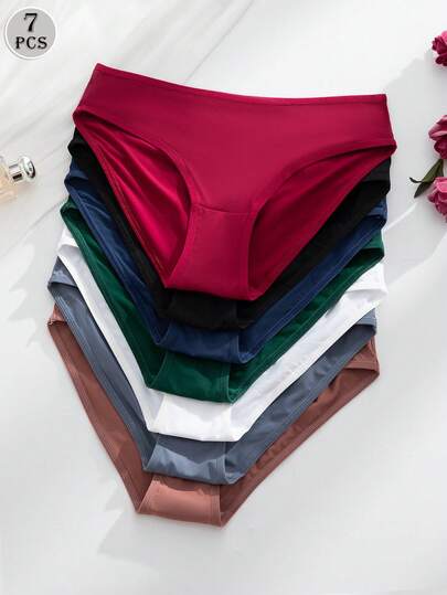 Paquete de 7 bragas de bikini sin costuras con adorno de encaje para mujer, ropa interior elegante y cómoda