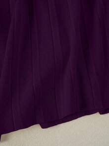 Franclia 新款褶裥拼接针织半身裙，高腰显瘦毛衣裙，A字休闲女裙 - 紫色 - 查看 5