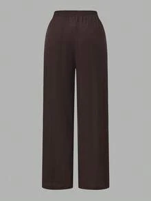 Conjunto de 3 piezas de pantalones casuales rectos y sueltos de cintura elástica con cordón para mujer de talla grande - Multicolor - Ver 8