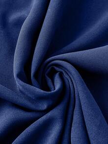 EMERY ROSE 加大码纯色前开襟长袖连衣裙，圣诞节女士长款套装 - 藍色 - 查看 5