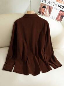 Modelyn New Autumn Classic Corduroy Embroidery Design Casual Shirt - Brown - View 3