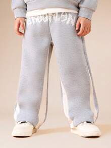 SUMWON Boys Hooded Sweatshirt And Jogger Set With Centre Pocket Flare Leg Casual Outfit Winter Streetwear Vacation - Light Grey - View 4