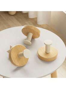 Minimalist Wooden Style, Suitable For Bedroom, Bathroom, Foyer And Other Scenes, Retains Natural Wood Tone, No Excessive Patterns, Compact Hook Shape, Smooth Edges, Wall-Mounted Hanging Hooks Won't Damage Walls, Strong Adhesive Bathroom Hooks, Hanging Clothes Rack, Wall-Mounted Wooden Hooks, No Drilling Required