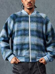 ROMWE MEN Street Life Herren Herbst/Winter karierter Mantel mit Langarm, Streetwear Stil - Verschiedenfarbig - Übersicht 5
