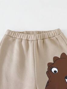 THE HAPPY LOOK 2pcs/Set Young Boy Cartoon Dinosaur Pattern Knit Soft Crew Neck Long Sleeve Pullover Sweatshirt And Elastic Waist Pants - Multicolor - View 7