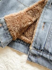 SHEIN Áo khoác cardigan denim cổ bẻ tay dài dáng rộng unisex cho bé trai, thích hợp cho các hoạt động thường ngày, tụ họp cuối tuần, cắm trại ngoài trời, phong cách thường ngày ở trường học, size 6M-3T. Áo khoác denim cho bé trai, áo khoác denim cho bé, áo khoác denim cho bé trai, áo khoác denim, áo khoác jeans cho bé, áo khoác denim kiểu Hàn Quốc. - Nhiều màu - Xem 3