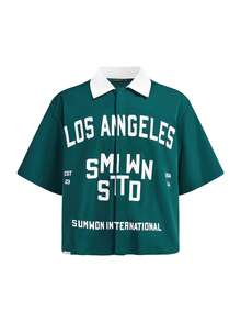 SUMWON Los Angeles Urban Streetwear Baseball-Stil Sportmannschafts-Shirt, Retro College Varsity Oversize Sportathletic Sommer Frühling