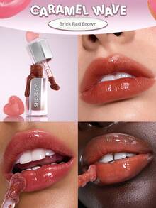 SHEGLAM Glass Lock Air Brillant à LèVres-Caramel Wave Marque Beauté Visage Maquillage CosméTique Pour Femmes Filles Parfait Pour Hiver Printemps IdéAl Pour Y2K ÉLéGant Mode Adapté Pour Anniversaire Cadeau FêTe PrêT Meilleure Couleur - Caramel Wave - Voir 4