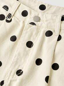 SHEIN MOD Women's Polka Dot Print Casual Jeans, Cute High Waisted Wide Leg Loose Jeans, Winter Christmas New Year Thanksgiving Graduation Chic Jeans - White - View 3