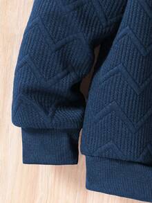 SHEIN Vacaura 青少年男孩字母图案圆领宽松长袖卫衣 - 藍色 - 查看 6