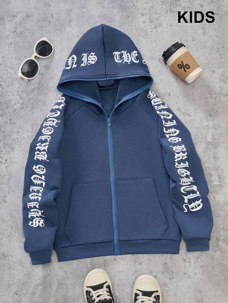 PAVTROS Tween Boy Minimalist Graphic Print Sweatshirt - Dusty Blue - View 1