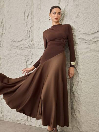 Veilorie Women's Elegant Party Patchwork Arabic Style Dress