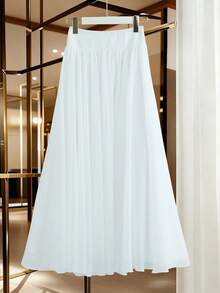 Franclia Elegant White Blazer Jacket & Mesh Skirt, Fashionable & Versatile 2 Pieces Suit Set, Autumn/Winter - Beige - View 7