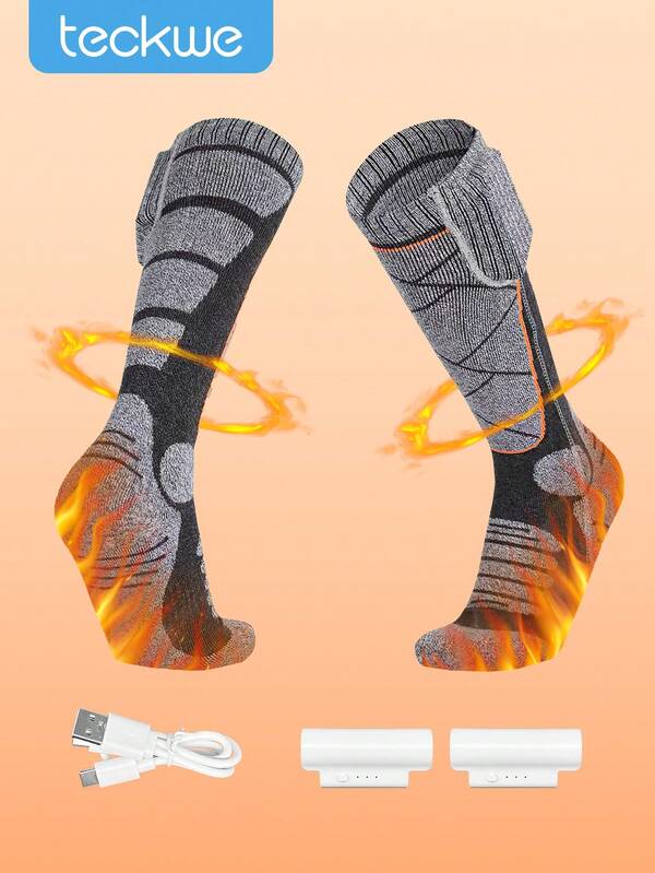 Teckwe Heated Socks For Men Women, Electric Heating Socks,Washable,Thermal Sock Feet Warmer For Winter Outdoor Sports Hiking Skiing Cycling Hunting