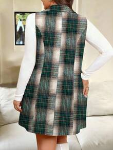 Vionelle Bộ vest và váy kẻ caro không tay cỡ lớn cho nữ - Nhiều màu - Xem 2